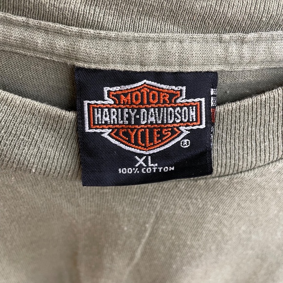 VTG 2000 Harley Davidson Mens Tee Size XL Olive Green South Seas Harley Hawaii - Picture 3 of 7